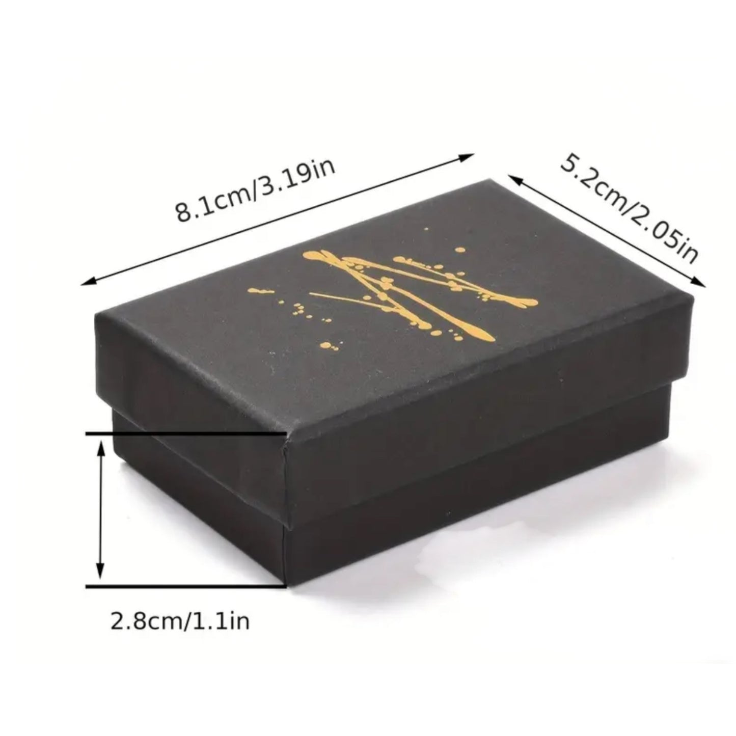 Kinky Pleasure - T070 - Elegant Black Jewelry Box With Gold Splash - 9,2 x 7 x 2.7 cm