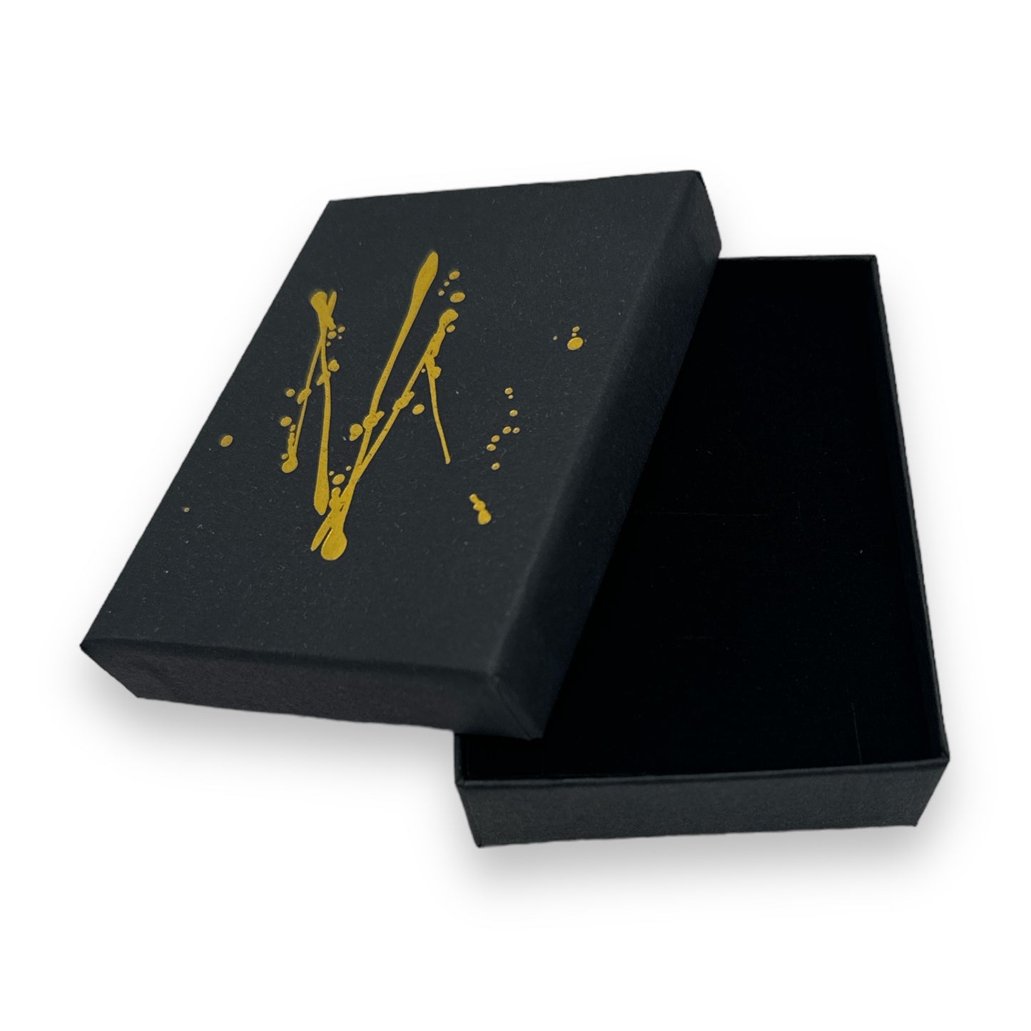 Kinky Pleasure - T070 - Elegant Black Jewelry Box With Gold Splash - 9,2 x 7 x 2.7 cm