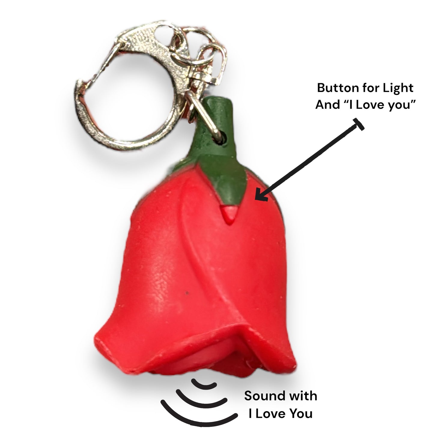 Kinky Pleasure - MP058 - Keychain Rose with Light and Sound "I Love You" - Red