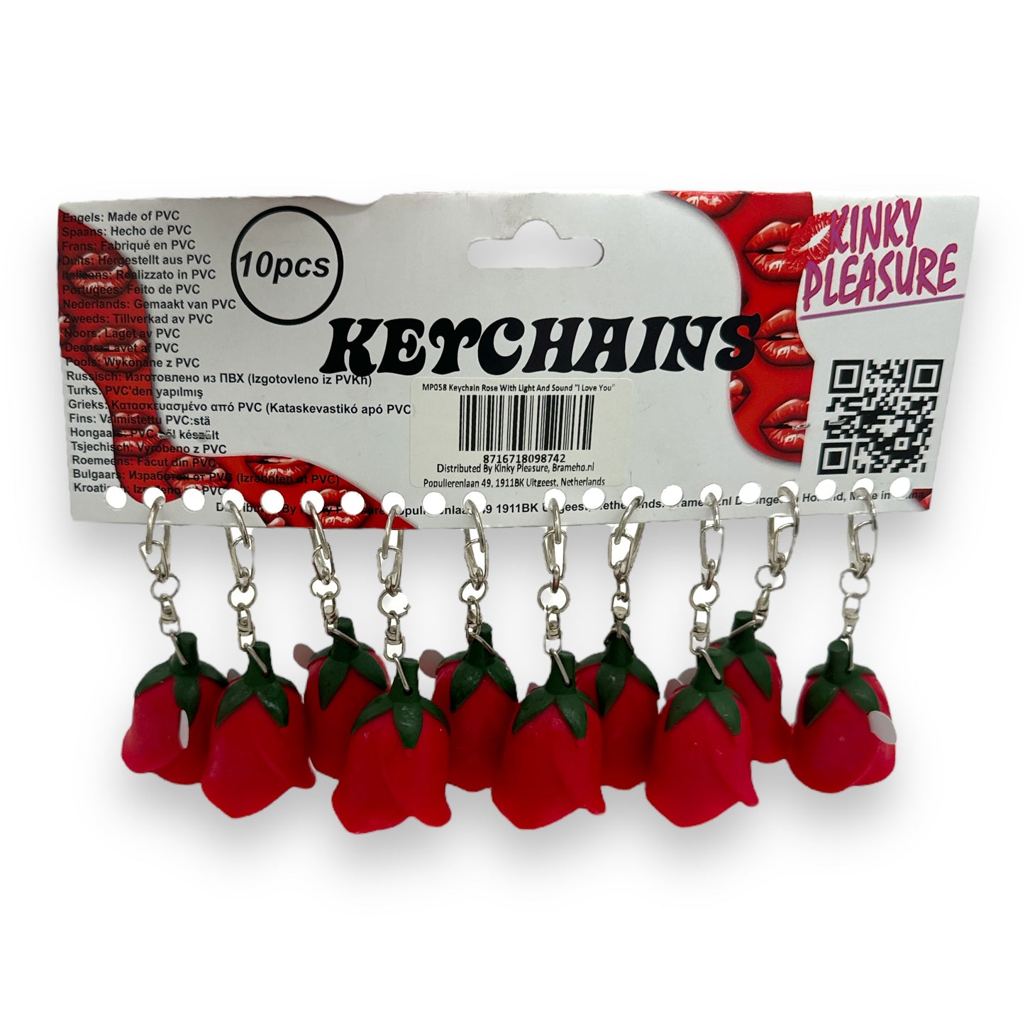 Kinky Pleasure - MP058 - Keychain Rose with Light and Sound "I Love You" - Red