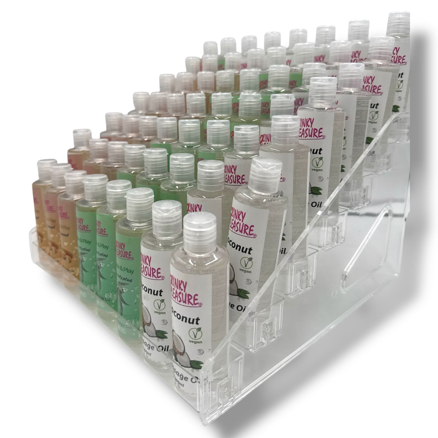 Kinky Pleasure - Display – KP Massage Oil – 100ml – Coconut, Almond, Eucalyptus – 56 Pieces