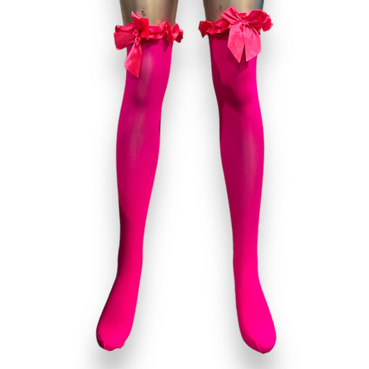 Kinky Pleasure - MP053 - Stockings In Neon Pink - Available in 2 Sizes