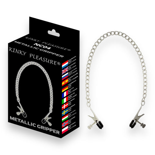 Kinky Pleasure  - NC04 - Metallic Gripper Kinky Clamps - Heavy version - Nipple clamps - Stylish Colour box