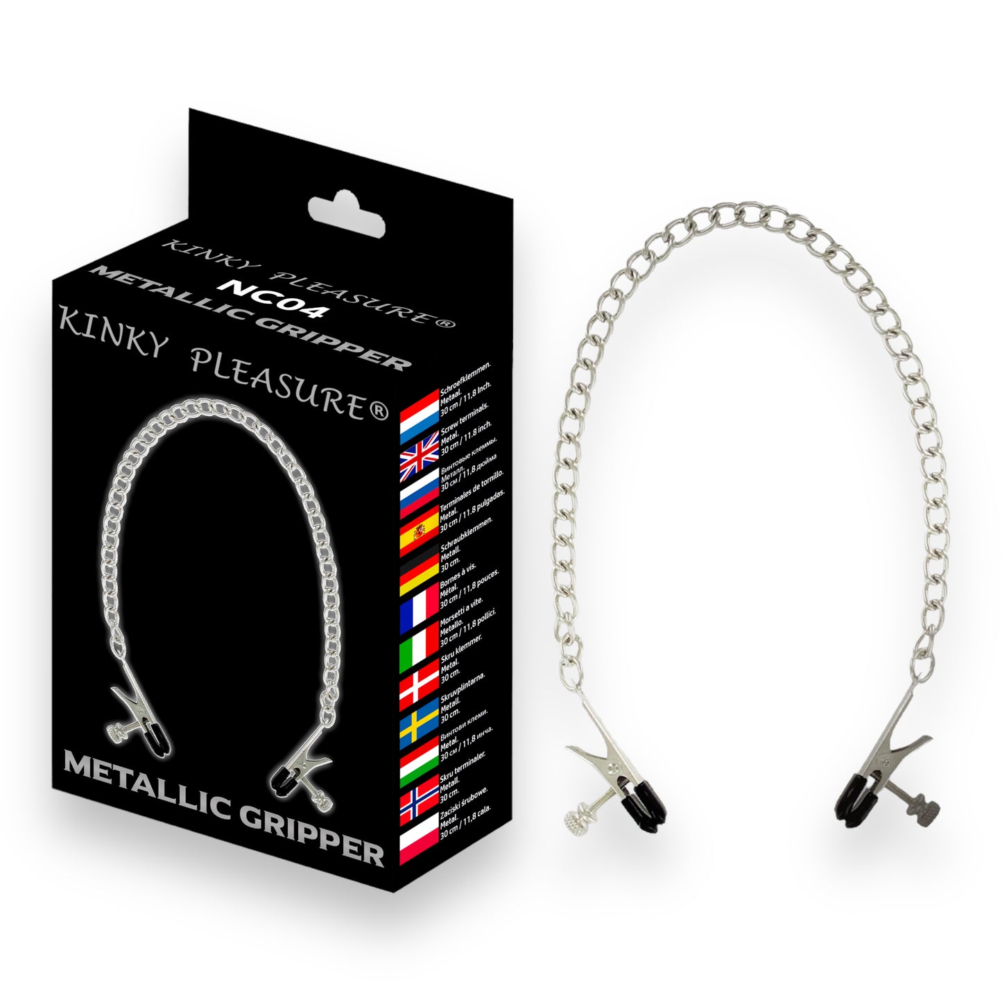 Kinky Pleasure  - NC04 - Metallic Gripper Kinky Clamps - Heavy version - Nipple clamps - Stylish Colour box