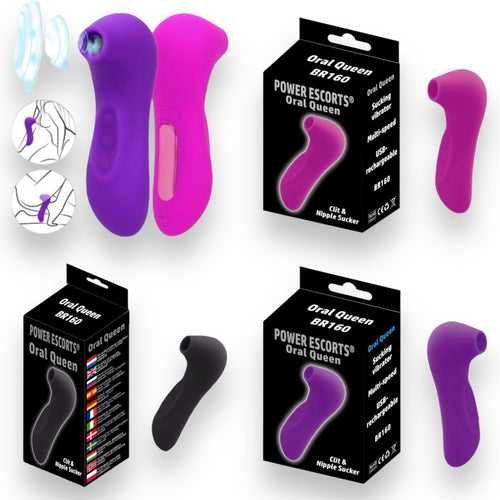 Power Escorts - BR160 - Oral Queen Oral Sucker- Waterproof Clitoral Stimulator/Massager - 10 Modes - 3 Colours