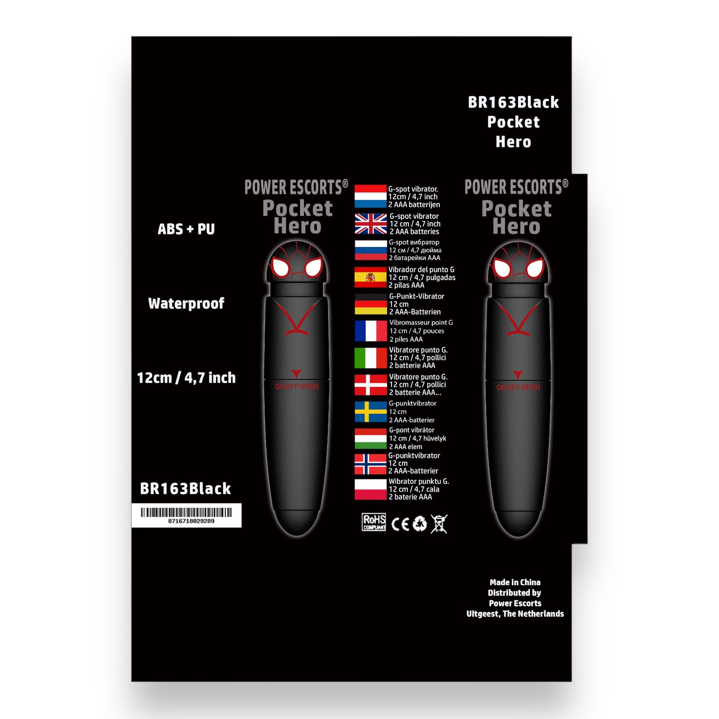 Power Escorts - BR163 - Pocket Hero - Mini G Spot Vibrator - 12 × 2,5 CM - 2 Colours