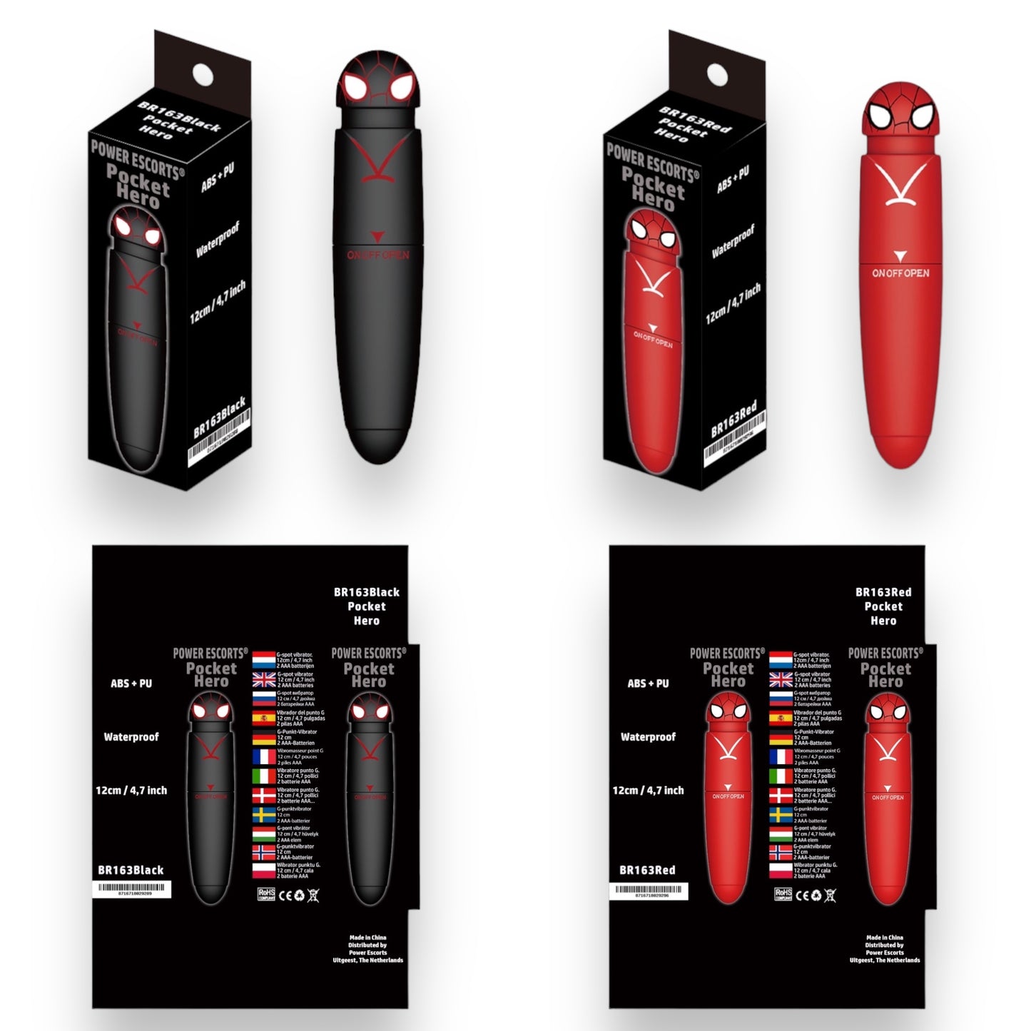 Power Escorts - BR163 - Pocket Hero - Mini G Spot Vibrator - 12 × 2,5 CM - 2 Colours