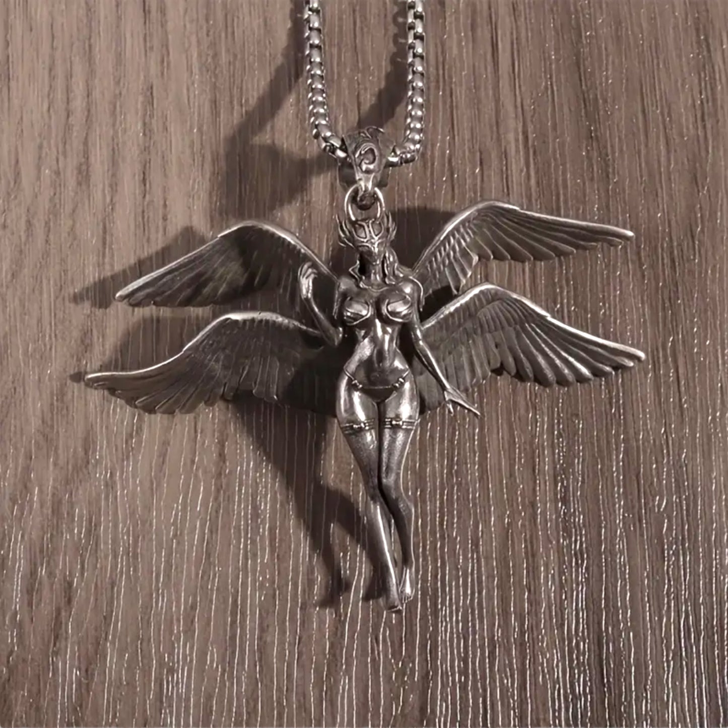 Kinky Pleasure - T047 - Necklace - Winged Warrior Elegance - 60cm Chain - 5.5x7cm Pendant