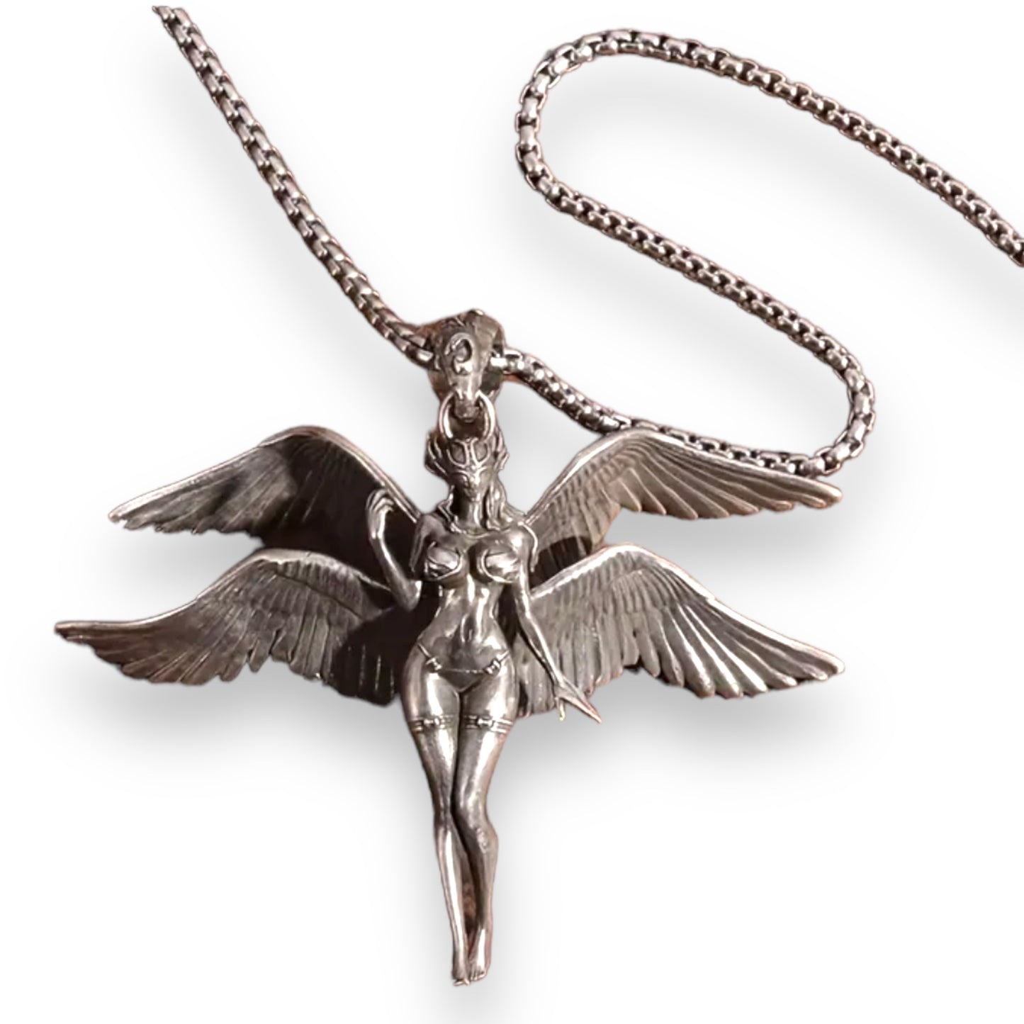 Kinky Pleasure - T047 - Necklace - Winged Warrior Elegance - 60cm Chain - 5.5x7cm Pendant