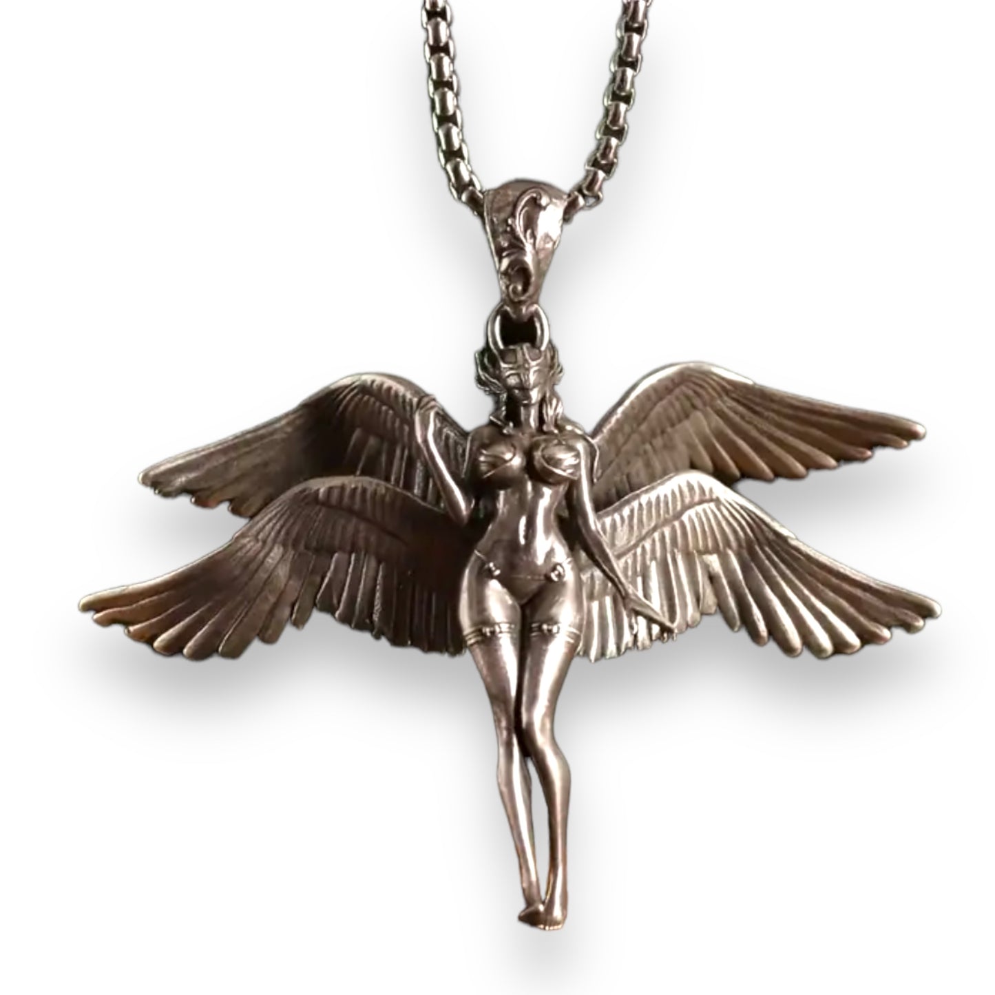 Kinky Pleasure - T047 - Necklace - Winged Warrior Elegance - 60cm Chain - 5.5x7cm Pendant