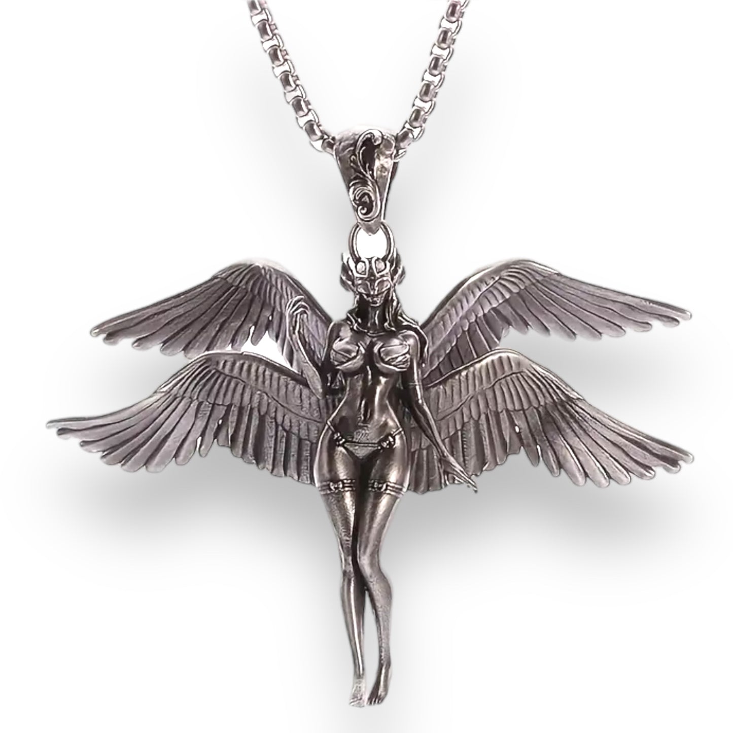 Kinky Pleasure - T047 - Necklace - Winged Warrior Elegance - 60cm Chain - 5.5x7cm Pendant