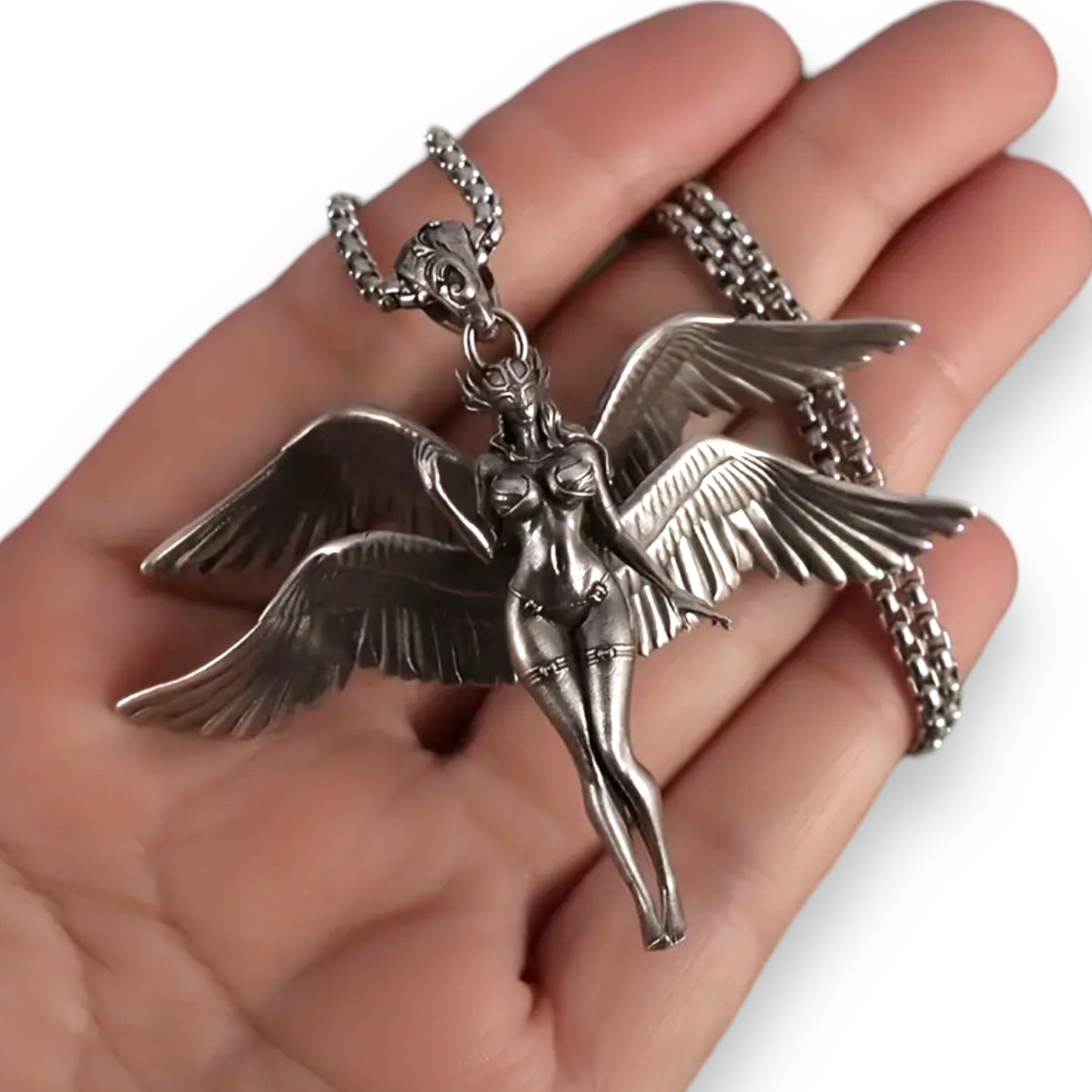 Kinky Pleasure - T047 - Necklace - Winged Warrior Elegance - 60cm Chain - 5.5x7cm Pendant