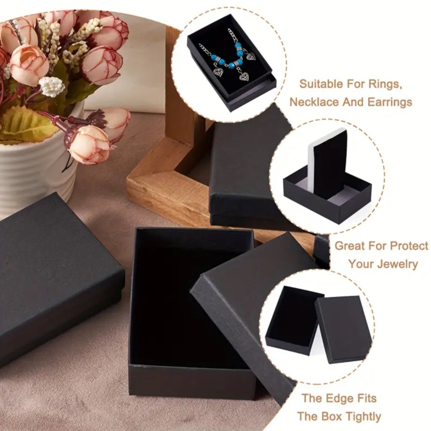 Kinky Pleasure - T049 - Elegant Black Jewelry Box - 9 x 6.50 x 2.8 cm