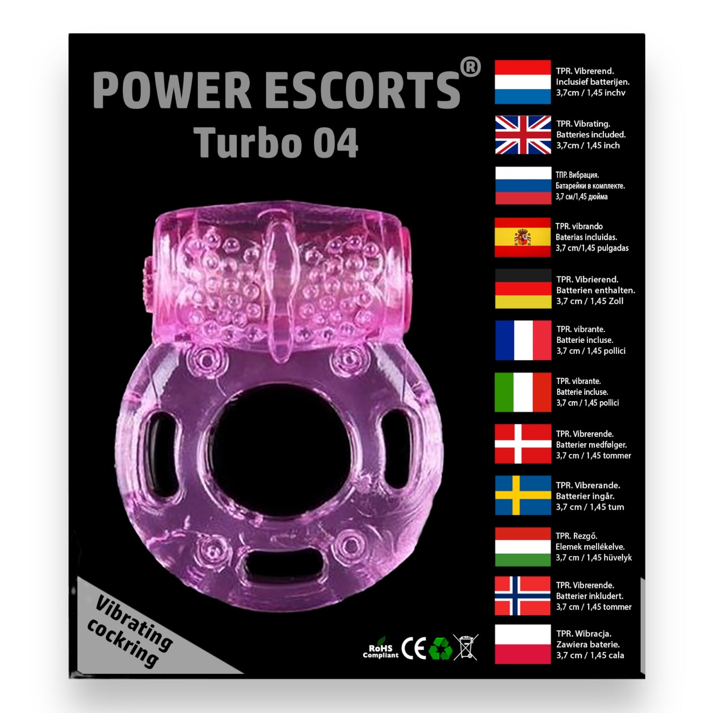 Power Escorts - BR73 - Turbo 04 - Vibrating Cockring - Flexible - Pink