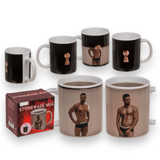 Kinky Pleasure - OB115 - Heat Colour Change - Man Strippers Drinking Mok - 300ml - 12x10cm