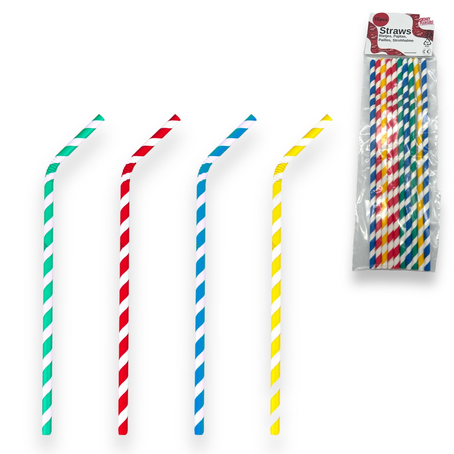 Kinky Pleasure - PK003 - Straws Paper Bendable - 220x6mm - 10-Pack