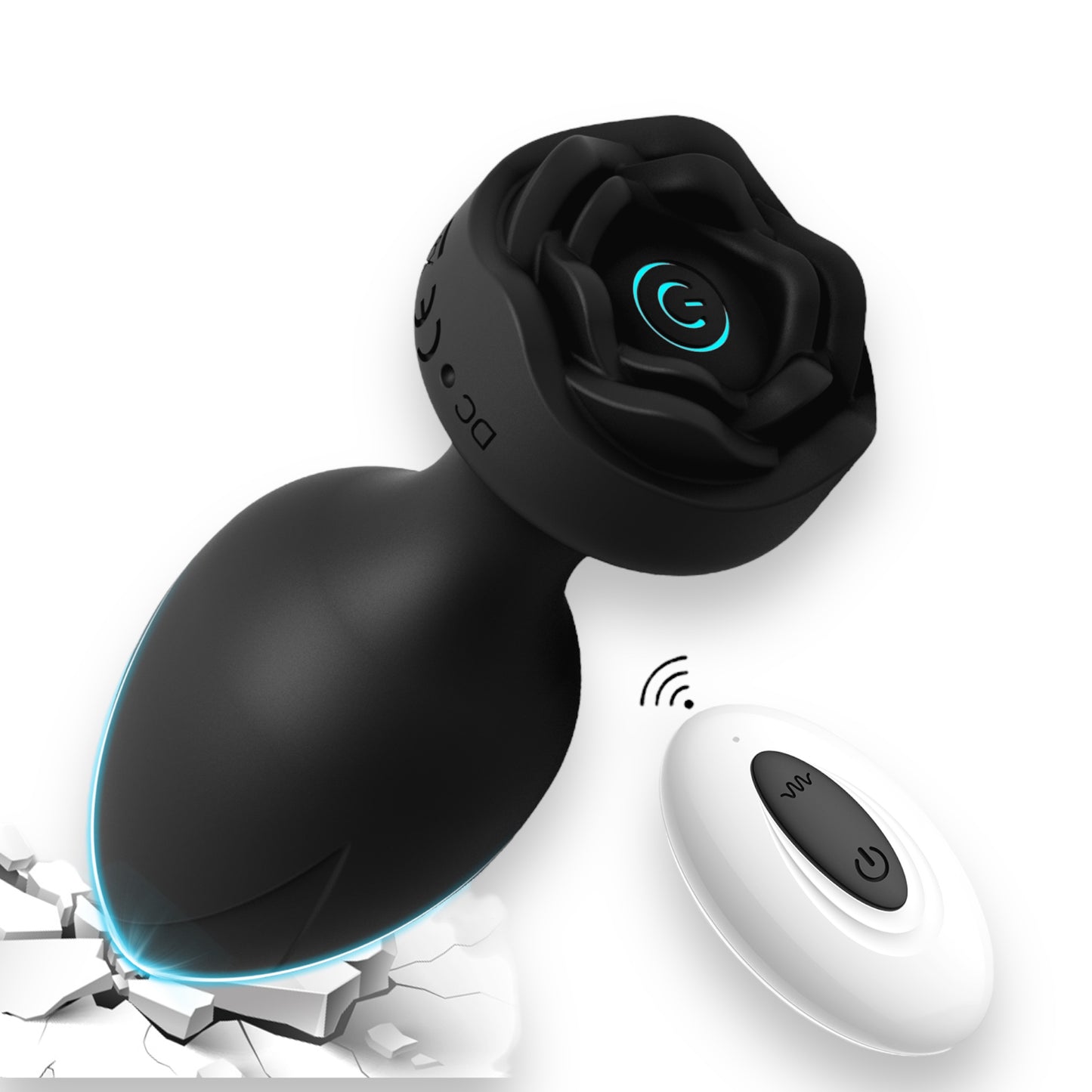 Power Escorts - BR313 - Princess Plug - Remote Rose Design Plug - USB Rechargeable - 10 Functions - Two Colors