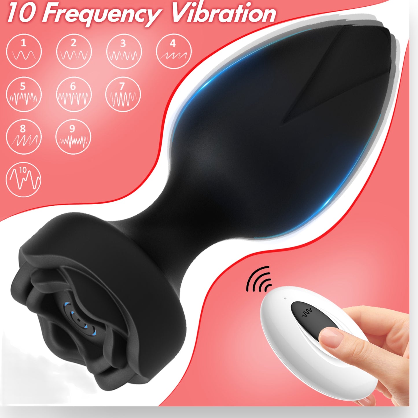 Power Escorts - BR313 - Princess Plug - Remote Rose Design Plug - USB Rechargeable - 10 Functions - Two Colors