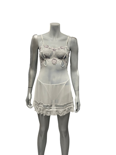 H.Nathalie - LL169 - Erotic White Sleep Set With Thong Size M