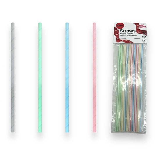 Kinky Pleasure - PK005 - Straws Paper Pastel Colours- 220x6mm - 10-Pack