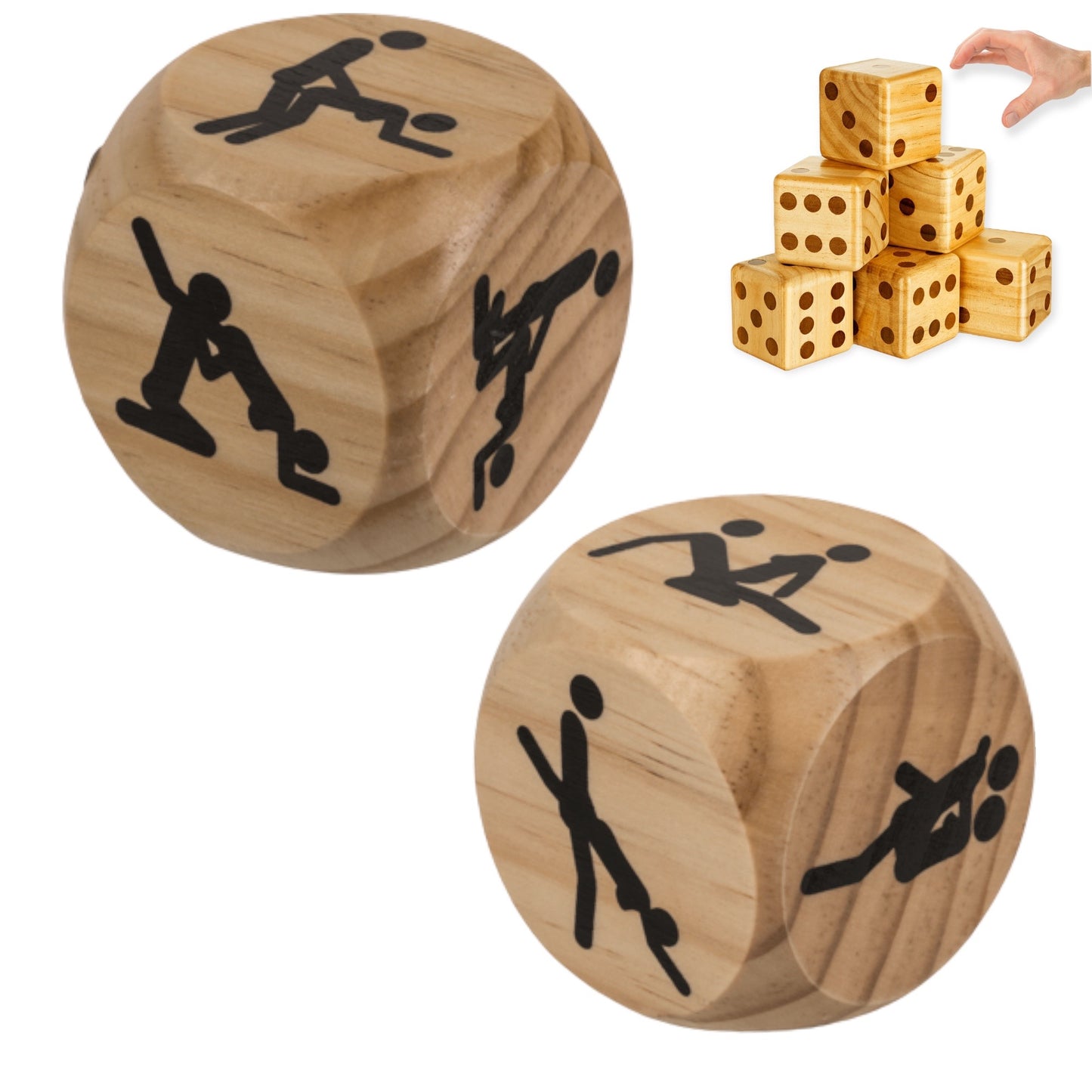 Kinky Pleasure - OB029 - Wooden Sex Dice XXL - 6x6cm