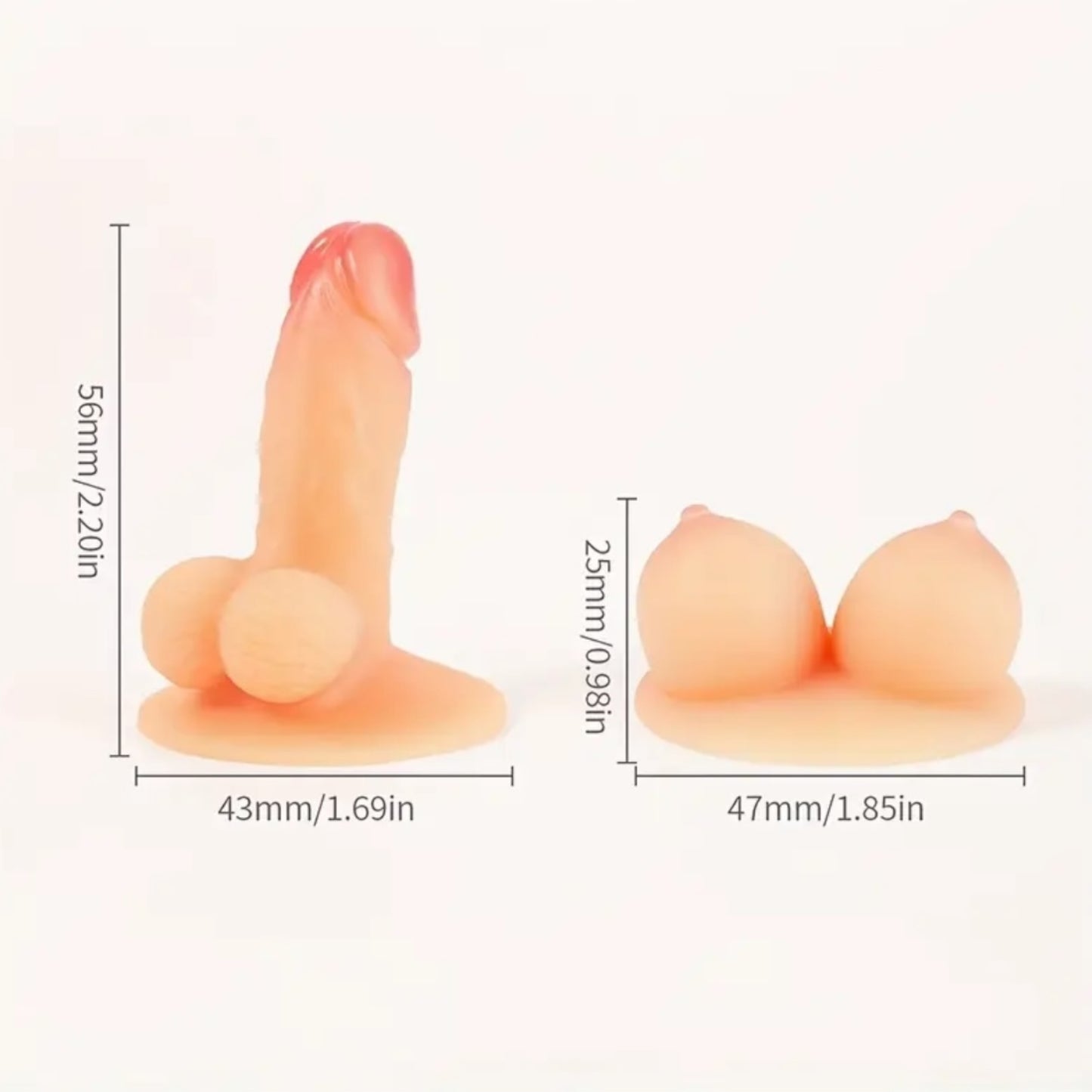 Kinky Pleasure - T195 - Mini Penis & Boobs With Suction Cup