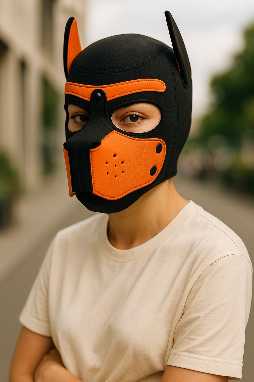 Kinky Pleasure - T232 - Puppy Play - Dog Mask - Orange