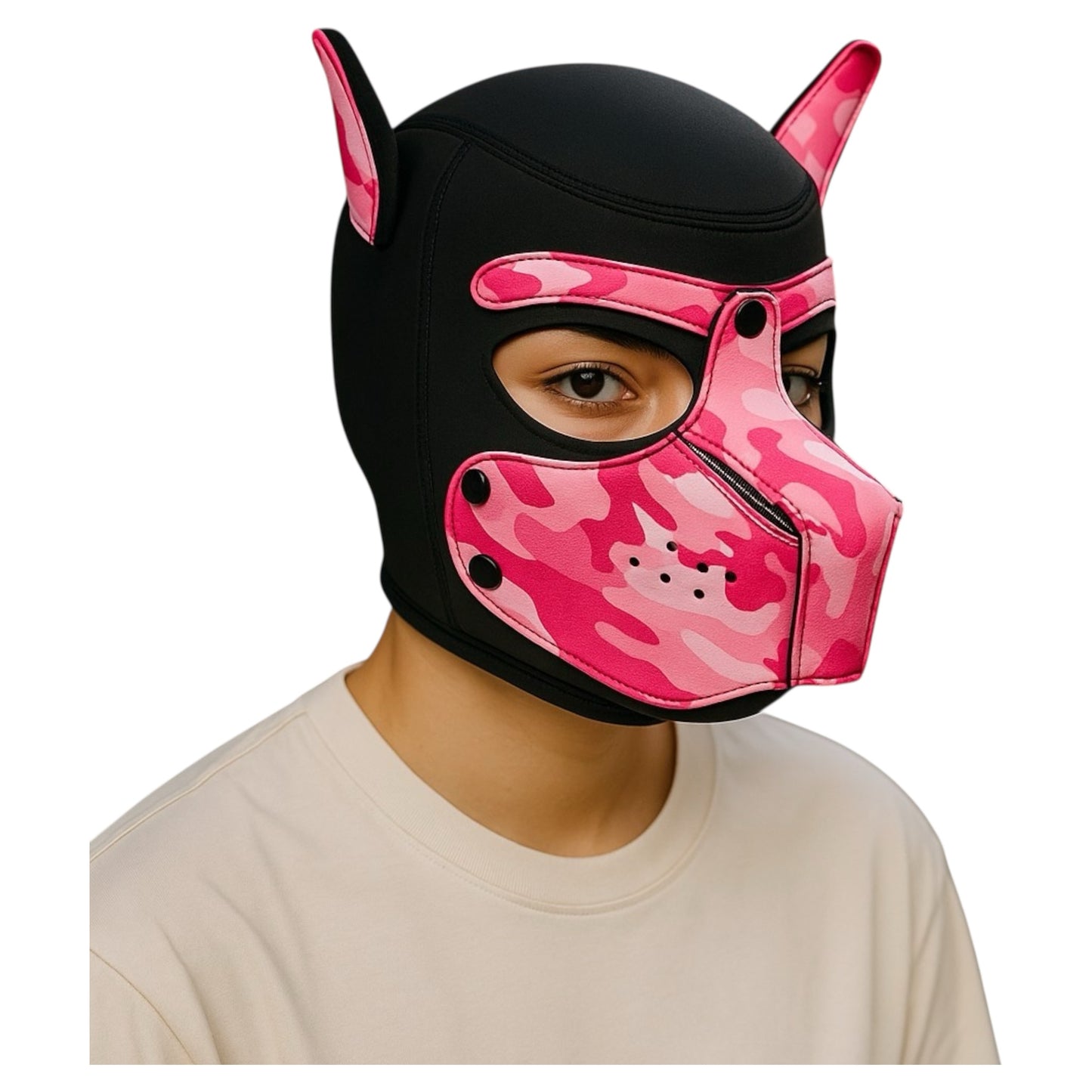 Kinky Pleasure - T218 - BDSM - Dog Mask - Pink Camo Style