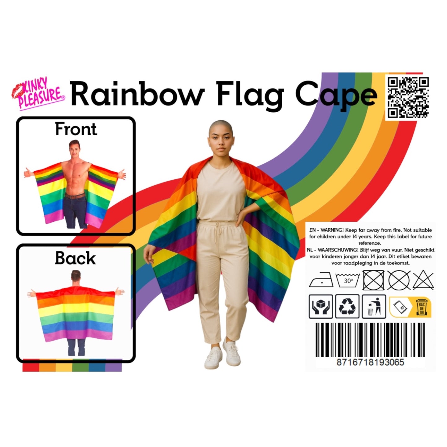 Kinky Pleasure - KPP015 - Pride - Rainbow Pride Flag Cape - 90x150cm
