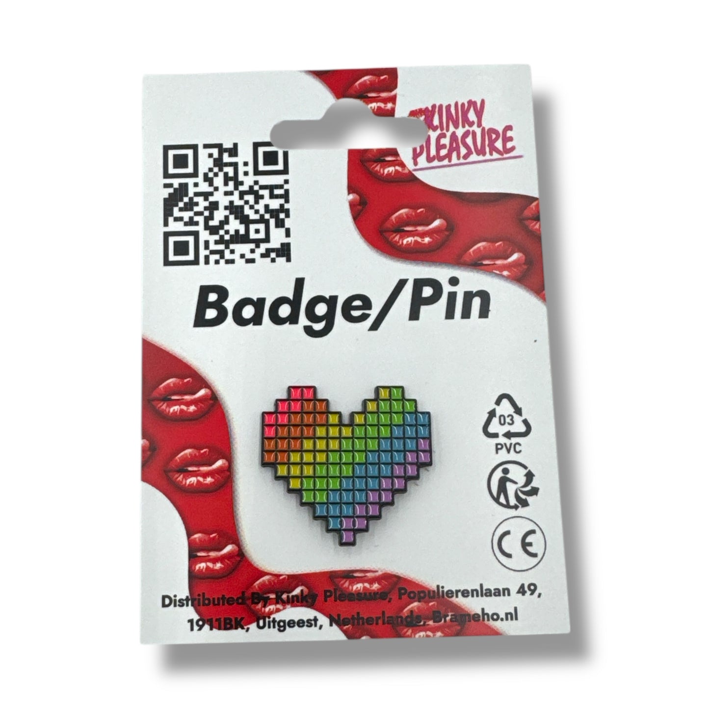 Kinky Pleasure - KPB001 - Badge / Pin - Graphic Heart – 3 x 4 cm