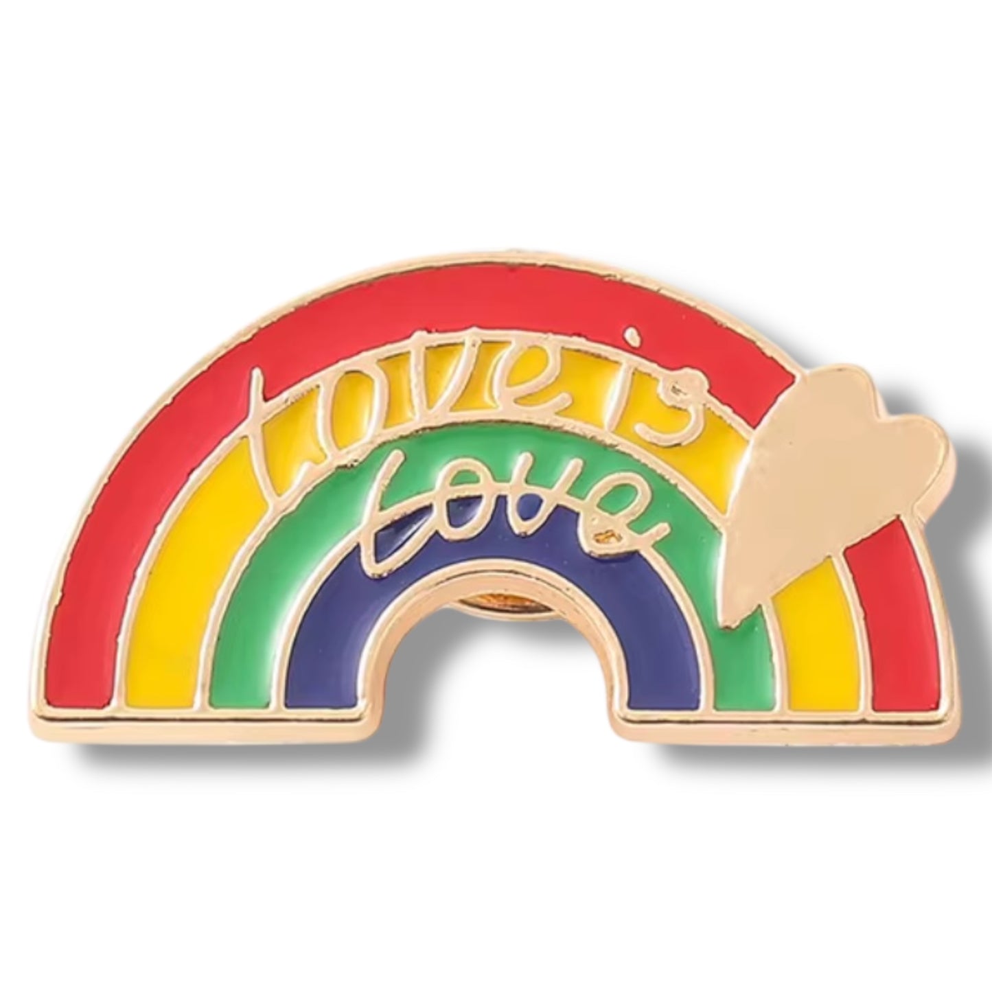 Kinky Pleasure - KPB024 - Badge / Pin - Rainbow Love is Love - Gold