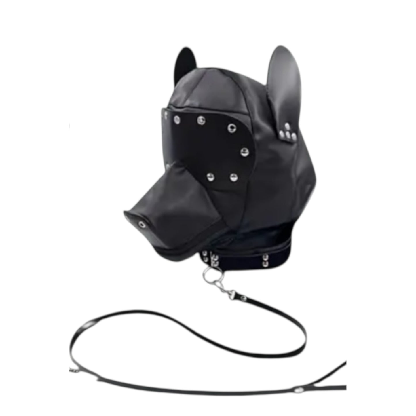 Kinky Pleasure - T227 - Puppy Play - Dog Mask With Leash – Black – Deluxe