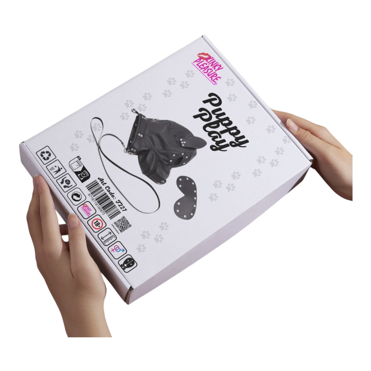 Kinky Pleasure - T227 - Puppy Play - Dog Mask With Leash – Black – Deluxe