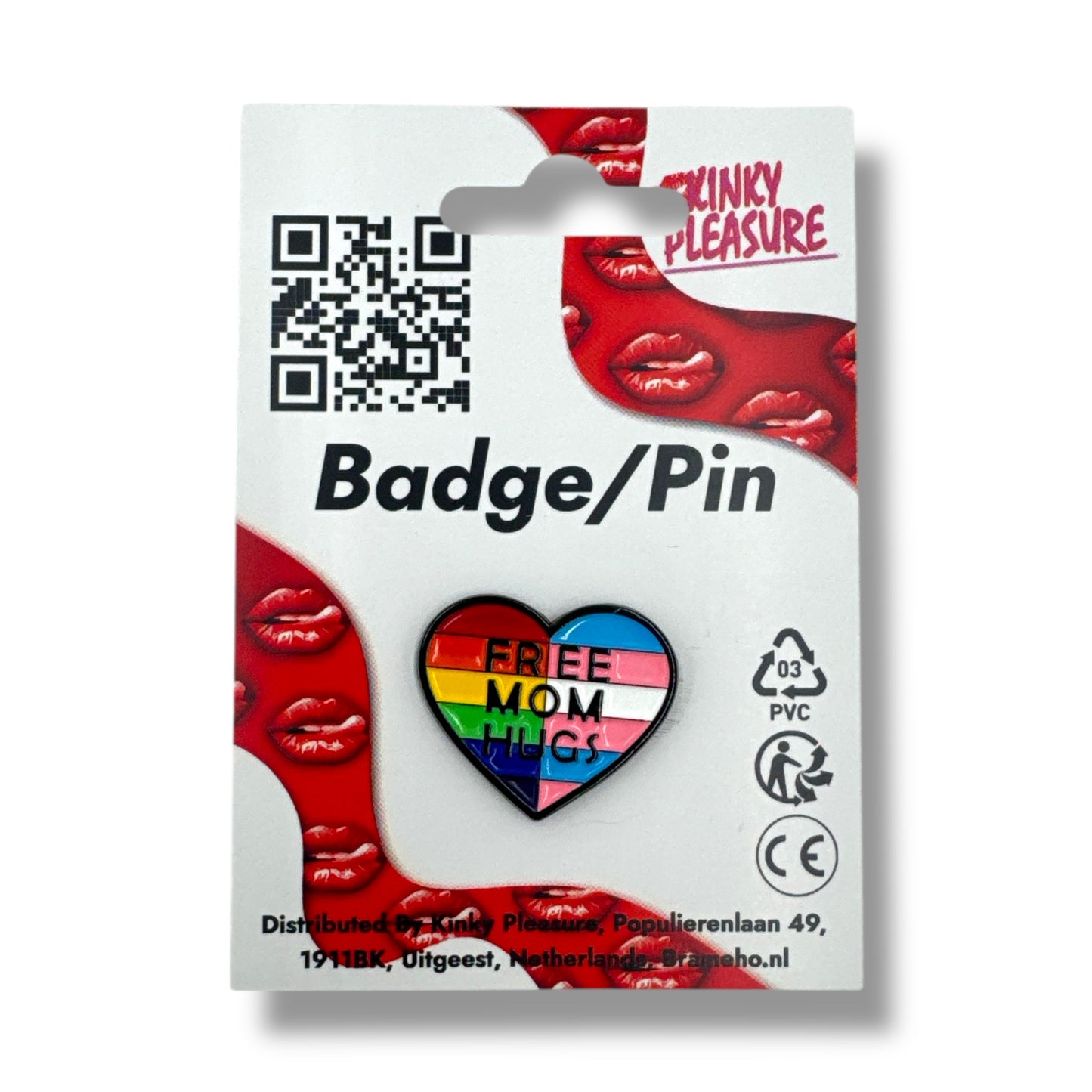Kinky Pleasure - KPB009 - Badge / Pin - Heart Free Mom Hugs - 2,5x3cm
