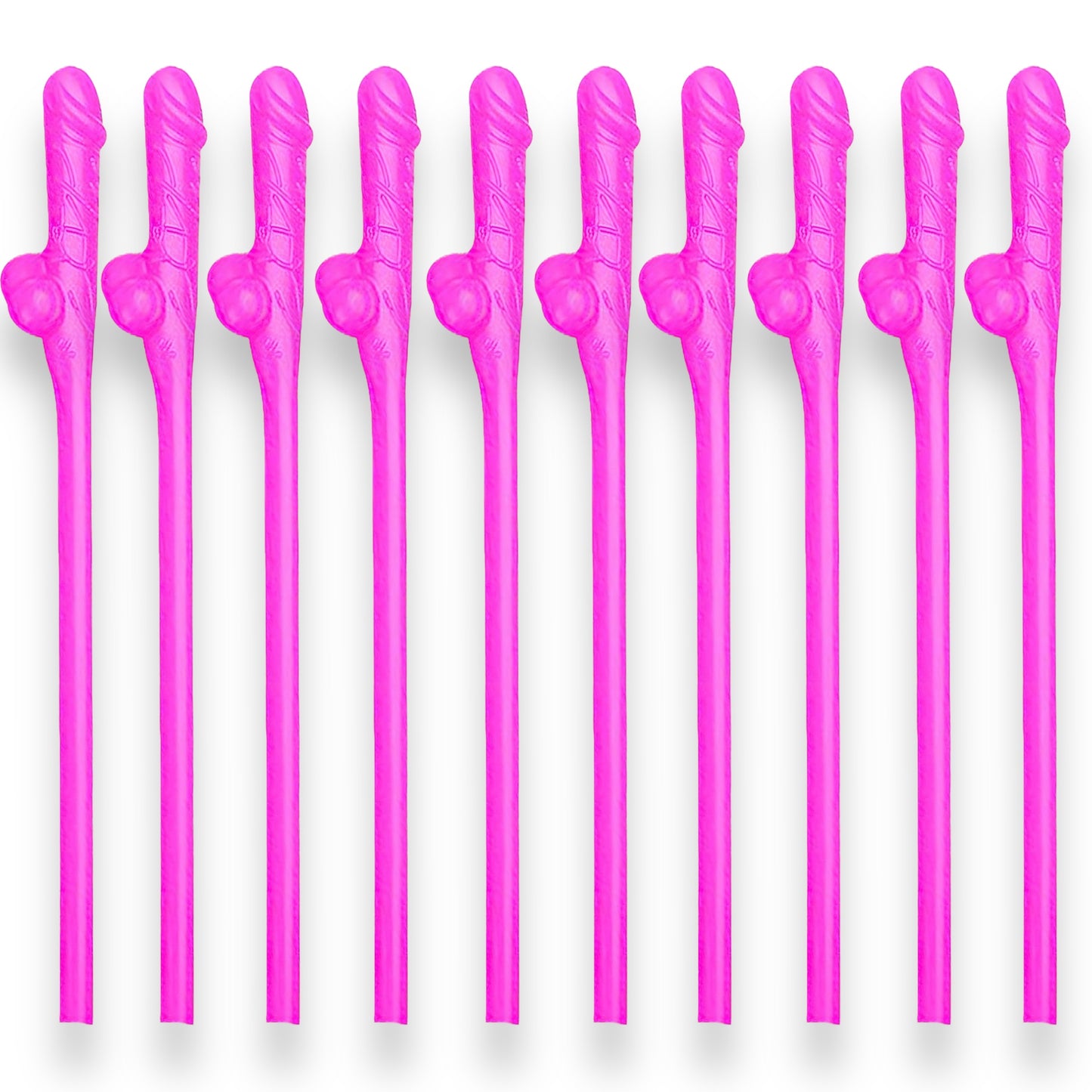 Kinky Pleasure - KP007 - Penis Straws 10pcs -  Dark Pink - New Package