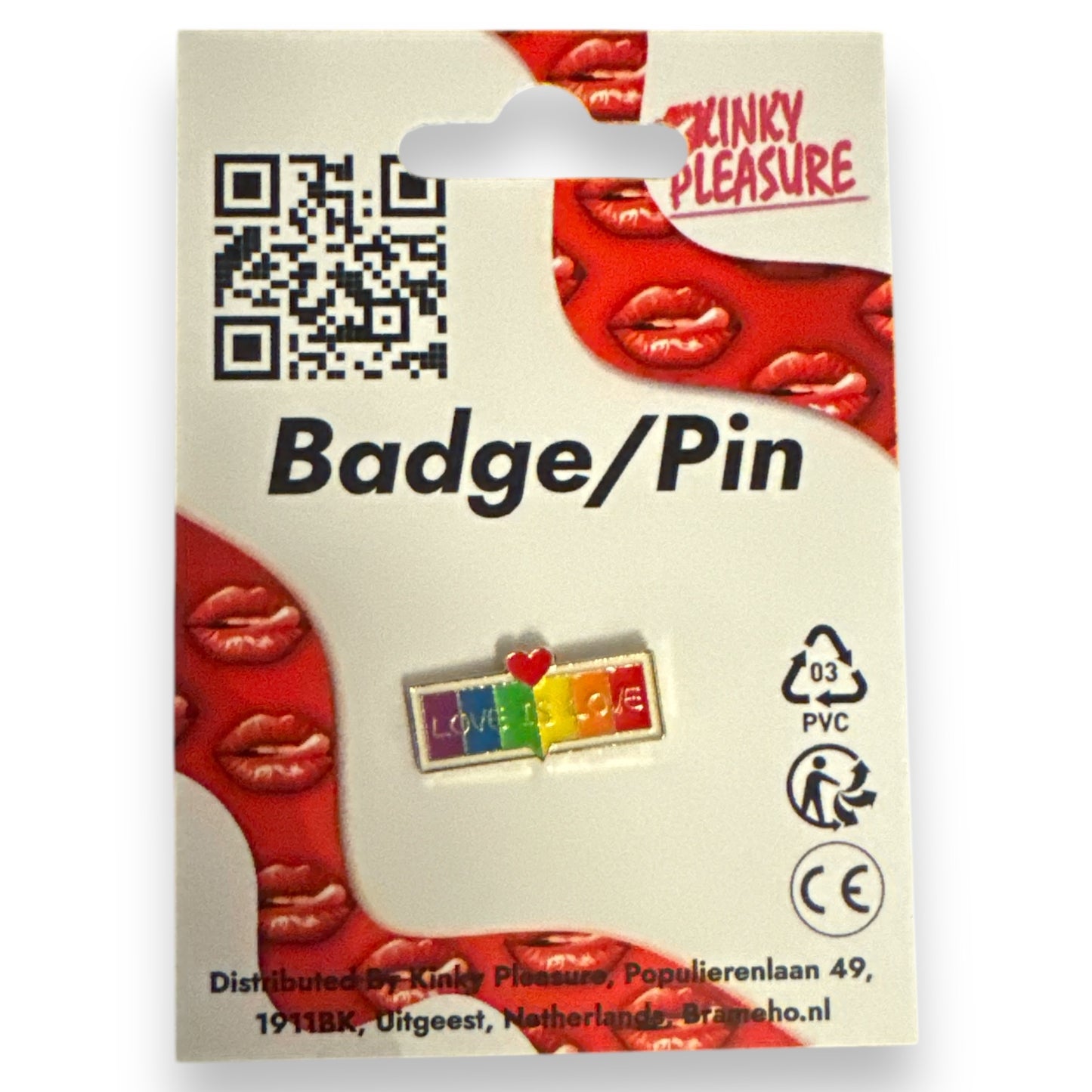 Kinky Pleasure - KPB046 - Badge / Pin - Plate Love Is Love - 2.5x1.2cm - 0.95x0.47 inch