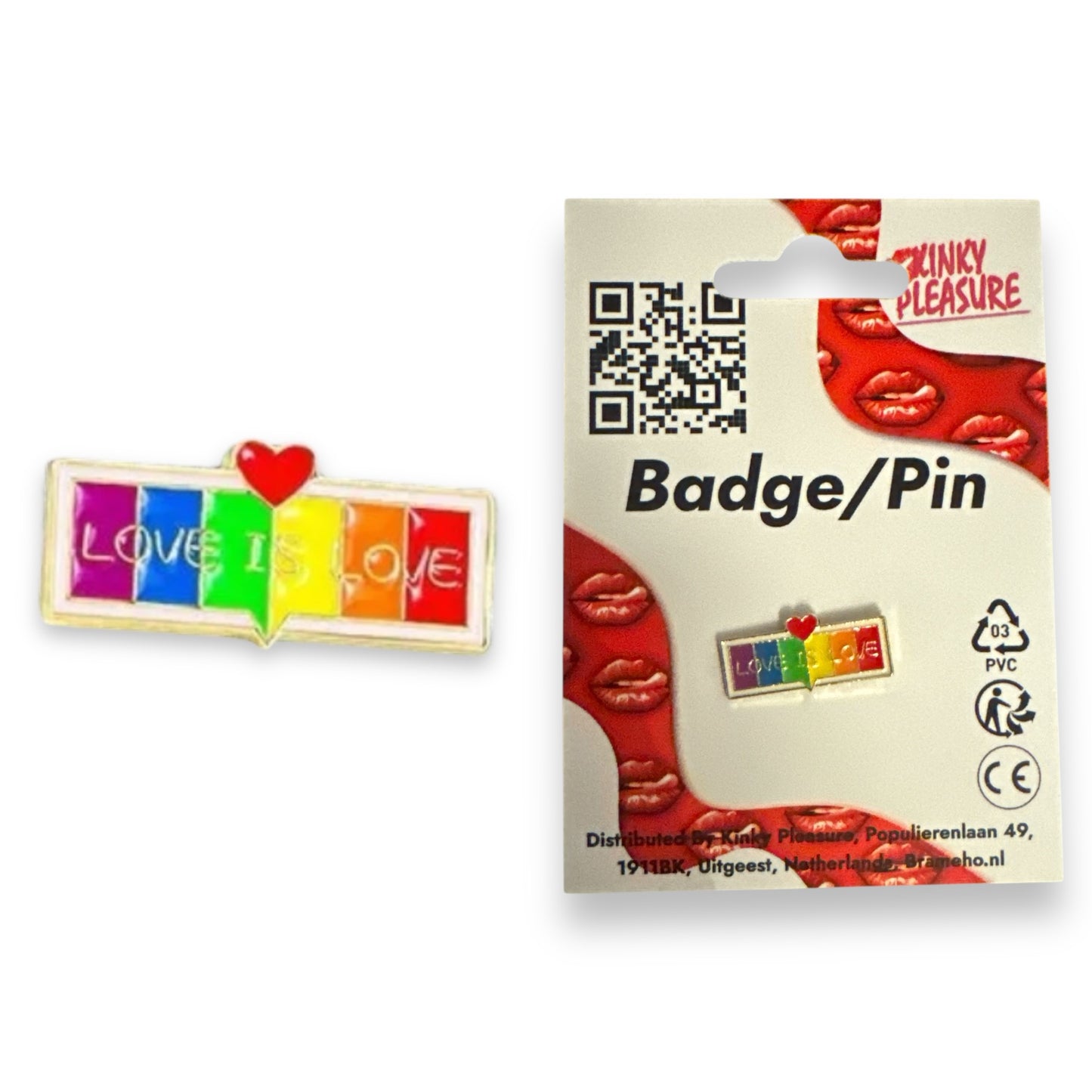 Kinky Pleasure - KPB046 - Badge / Pin - Plate Love Is Love - 2.5x1.2cm - 0.95x0.47 inch