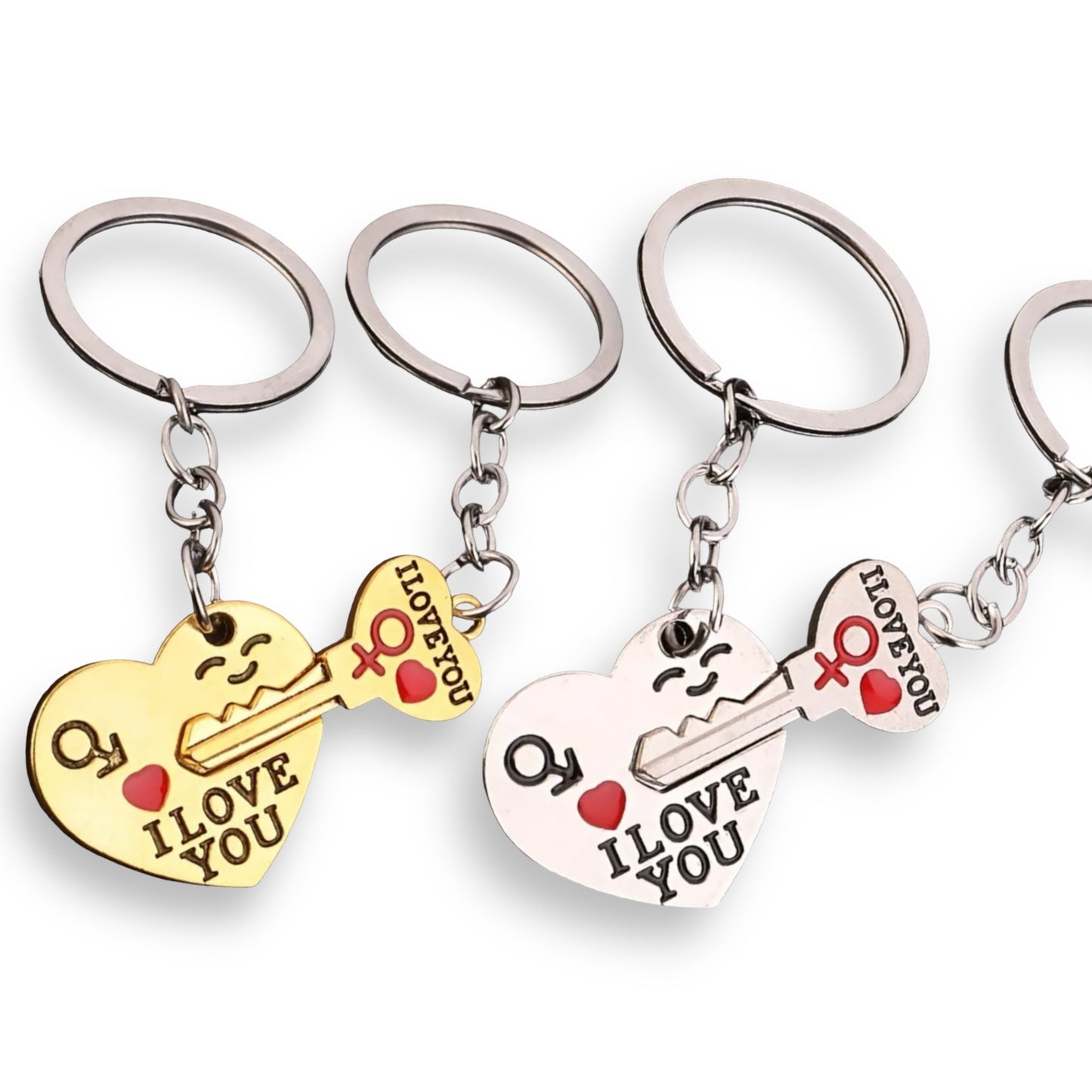 Kinky Pleasure - KPK056 - Keychain - I Love You Heart And Key - Gold - 1 Pair