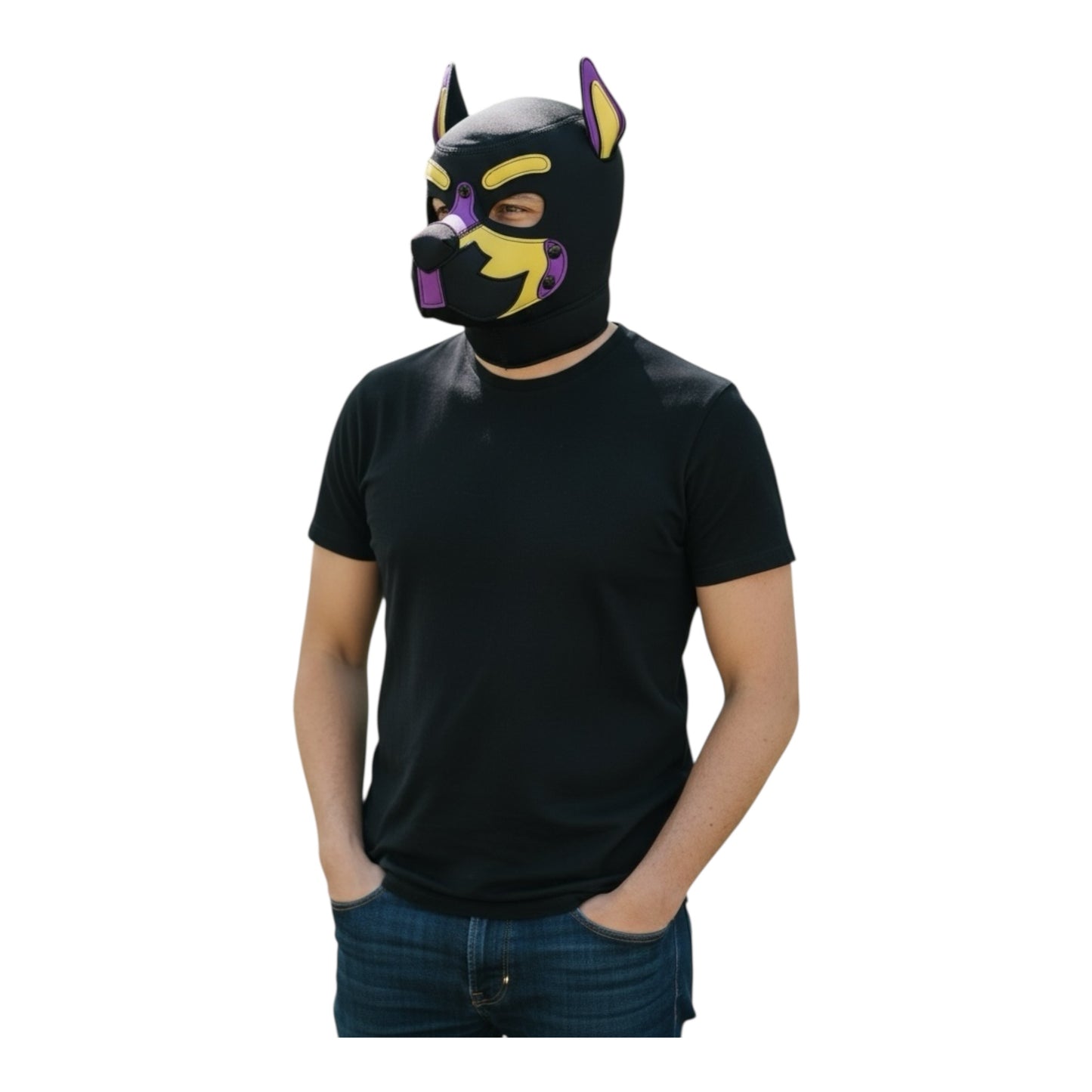 Kinky Pleasure – KPPP007 – Puppy Play Dog Mask - Deluxe – Purple/Yellow