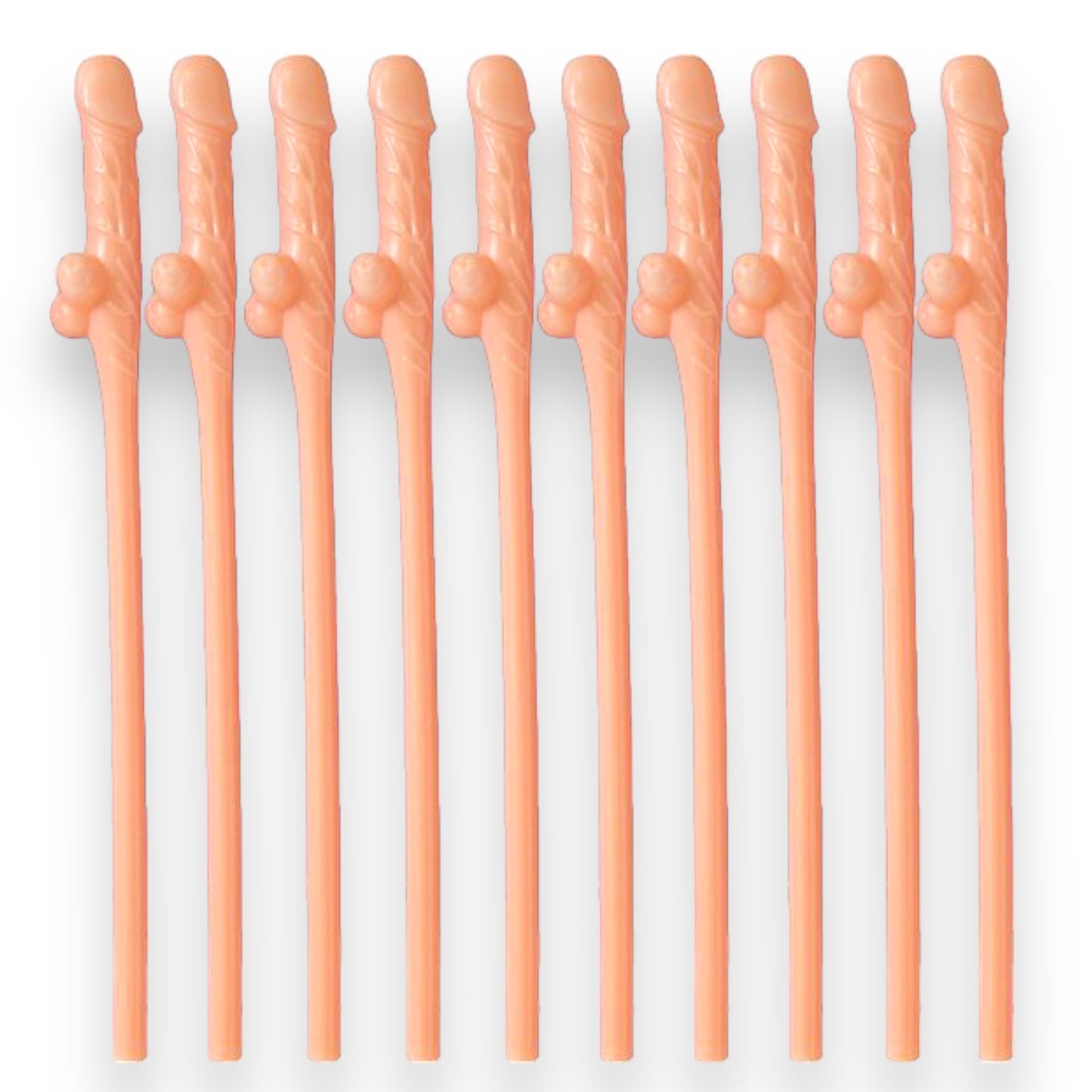 Kinky Pleasure - KP007 - Penis Straws 10pcs - Beige - New Package