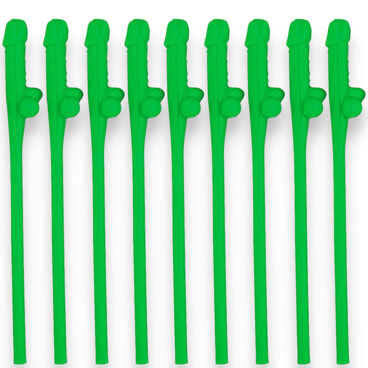 Kinky Pleasure - KP007 - Penis Straws - 10pcs - Green - New Package