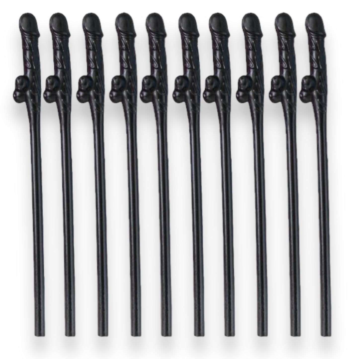 Kinky Pleasure - KP007 - Penis Straws - 10pcs - Black - New Package