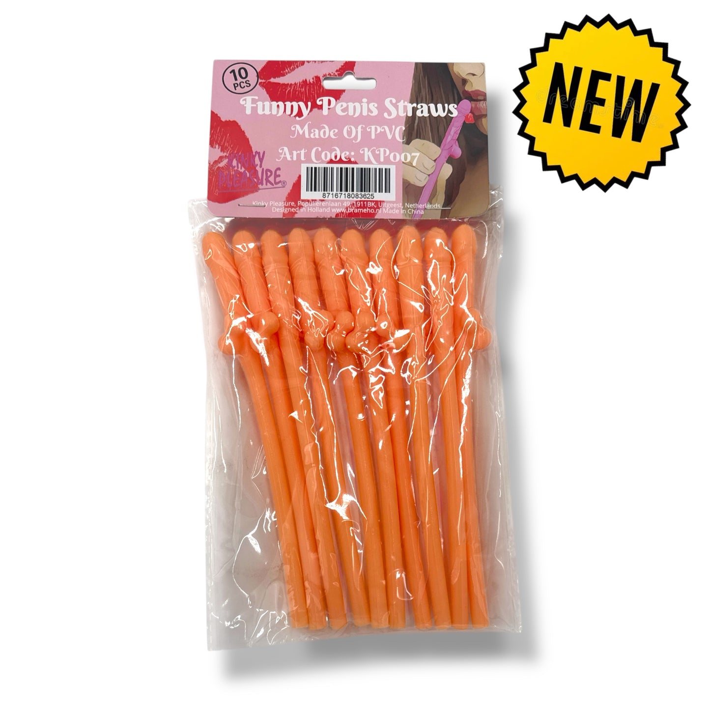 Kinky Pleasure - KP007 - Penis Straws 10pcs - Beige - New Package