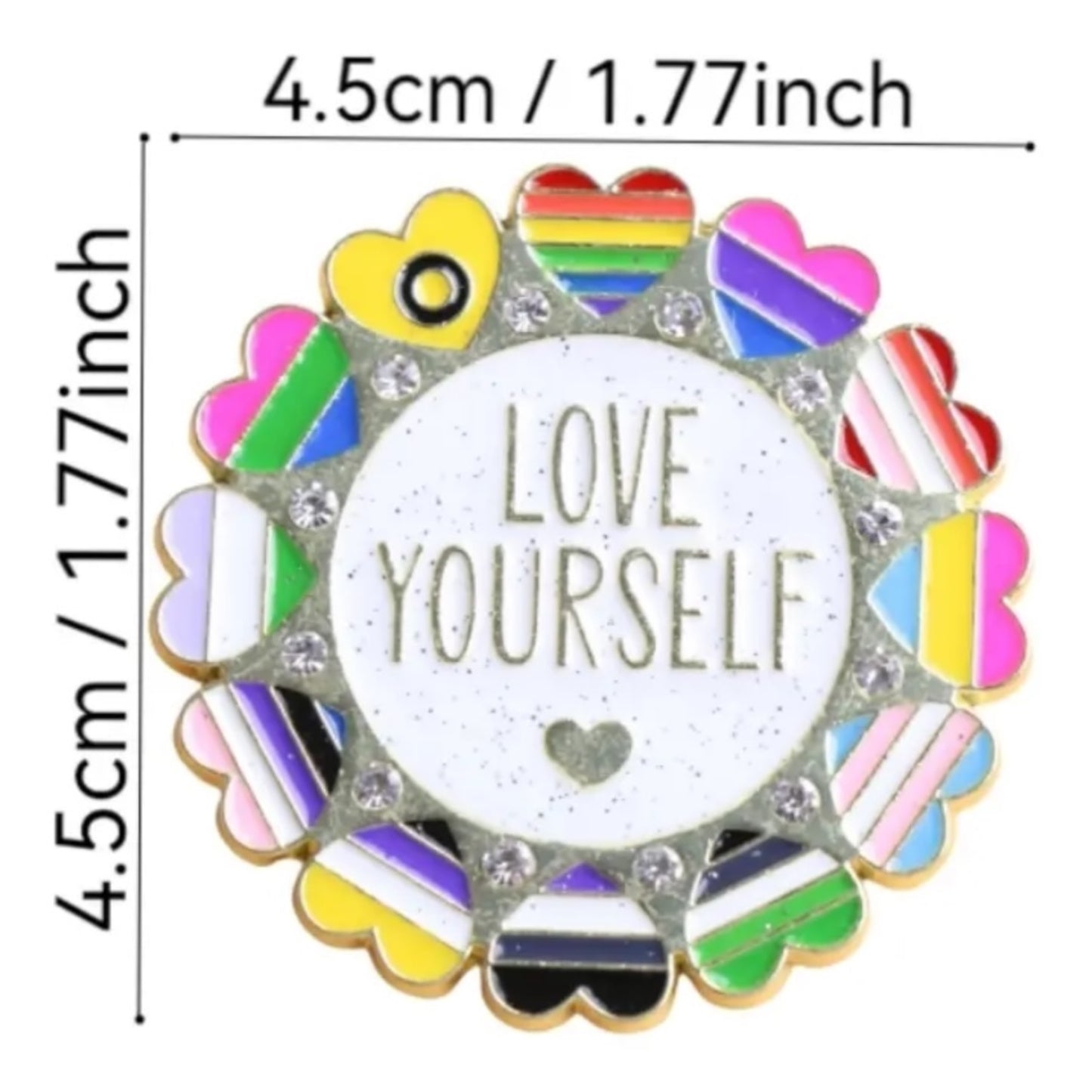 Kinky Pleasure - KPB045 - Badge / Pin - Love Yourself XXL - 4,5X4,5cm/ 1,77'x1,77 inch