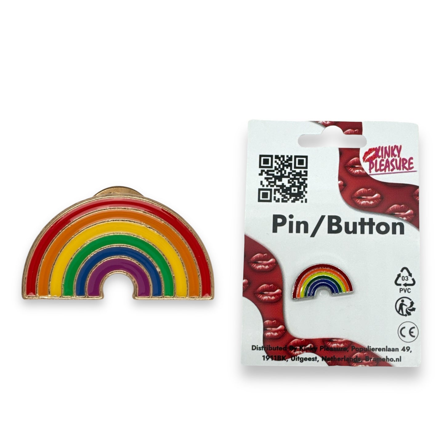 Kinky Pleasure - KPB043 - Badge / Pin - Rainbow - Model 01 - Silver