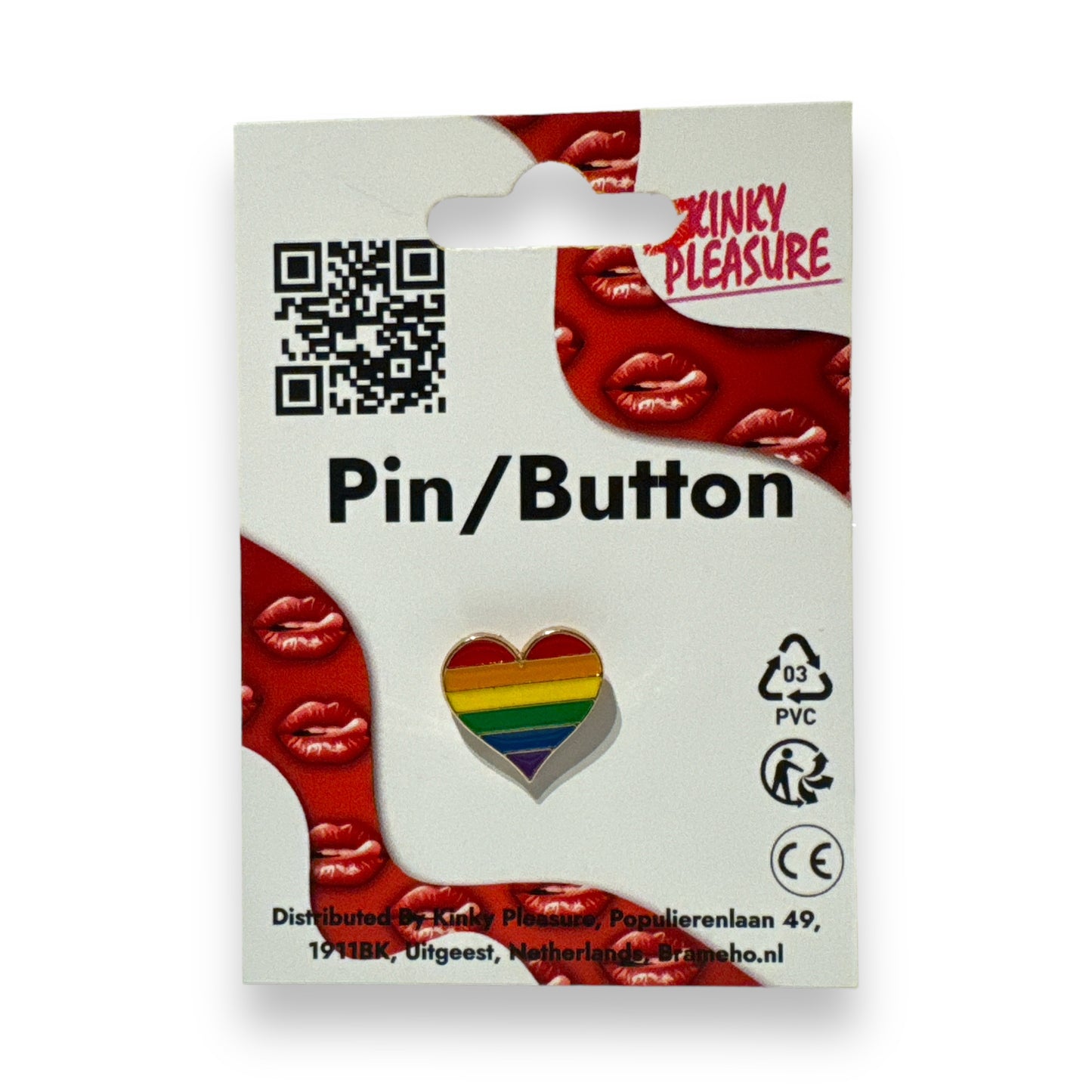 Kinky Pleasure - KPB040 - Badge / Pin - Heart - Model 01 - Silver