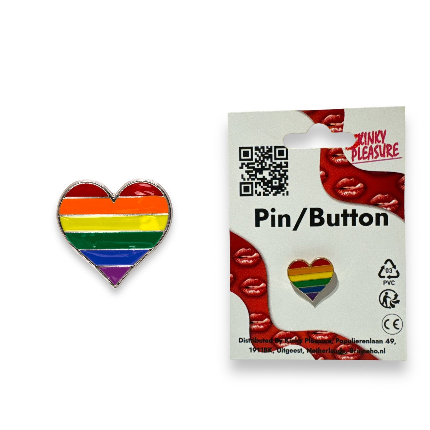 Kinky Pleasure - KPB040 - Badge / Pin - Heart - Model 01 - Silver