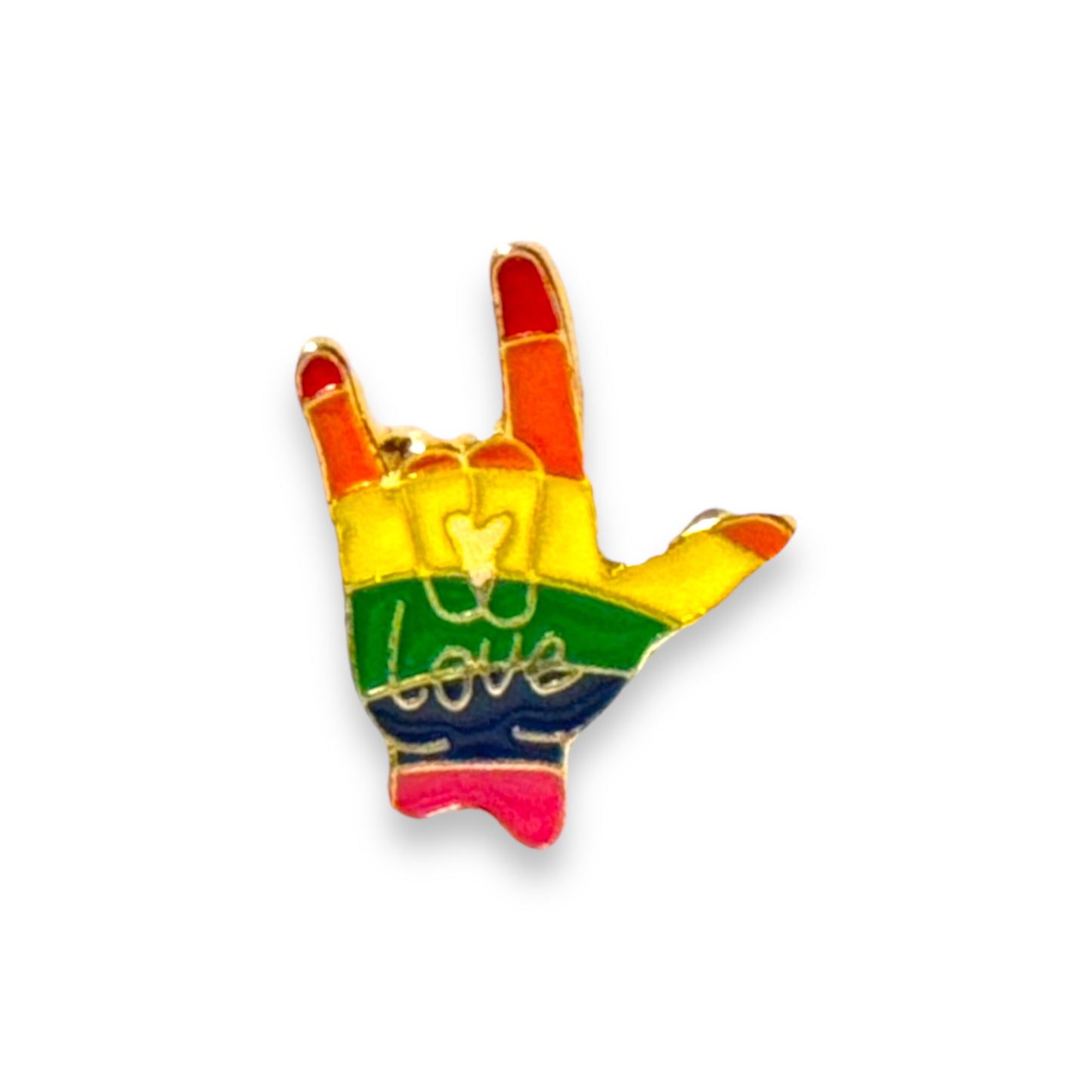 Kinky Pleasure - KPB026 - Badge / Pin - Hand Sing Love - Gold