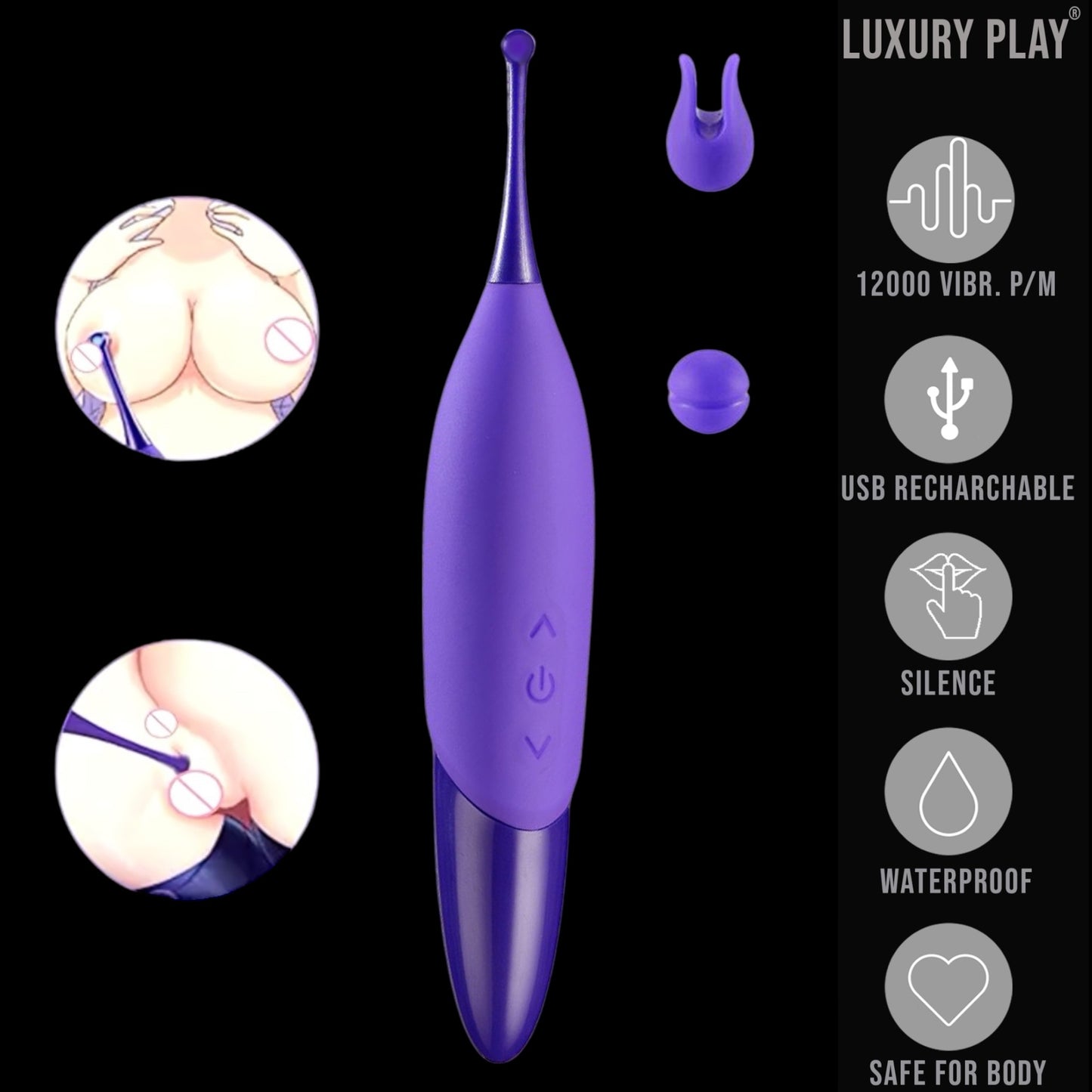 Luxury Play - LP05 - High Frequency Tickler Clitoris and G Spot Vibrator - Rechargeable