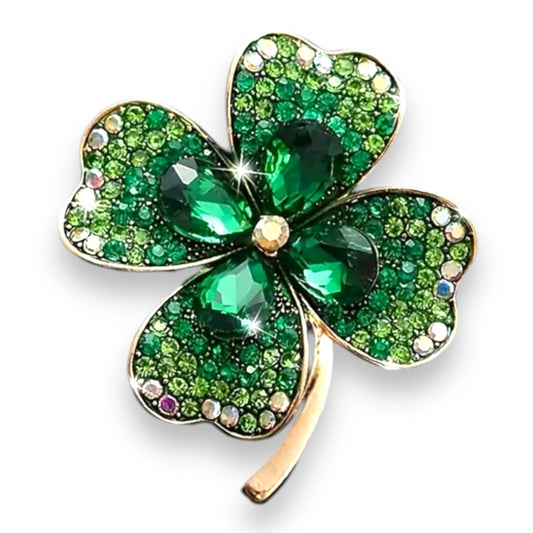 Kinky Pleasure - KPB071 - Badge / Pin - Shamrock Lucky Flower Green XL